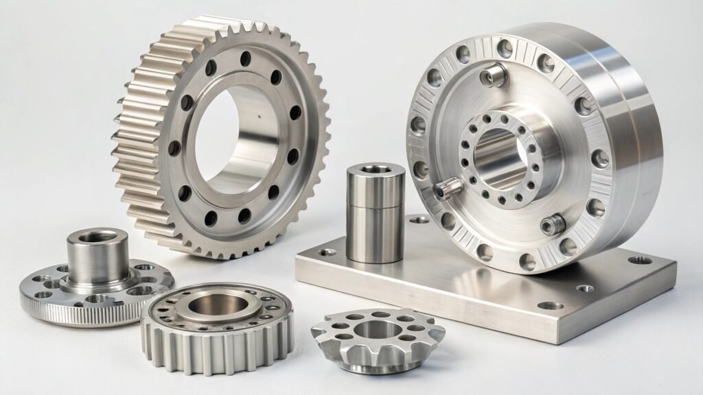 Various machined parts showing complexity